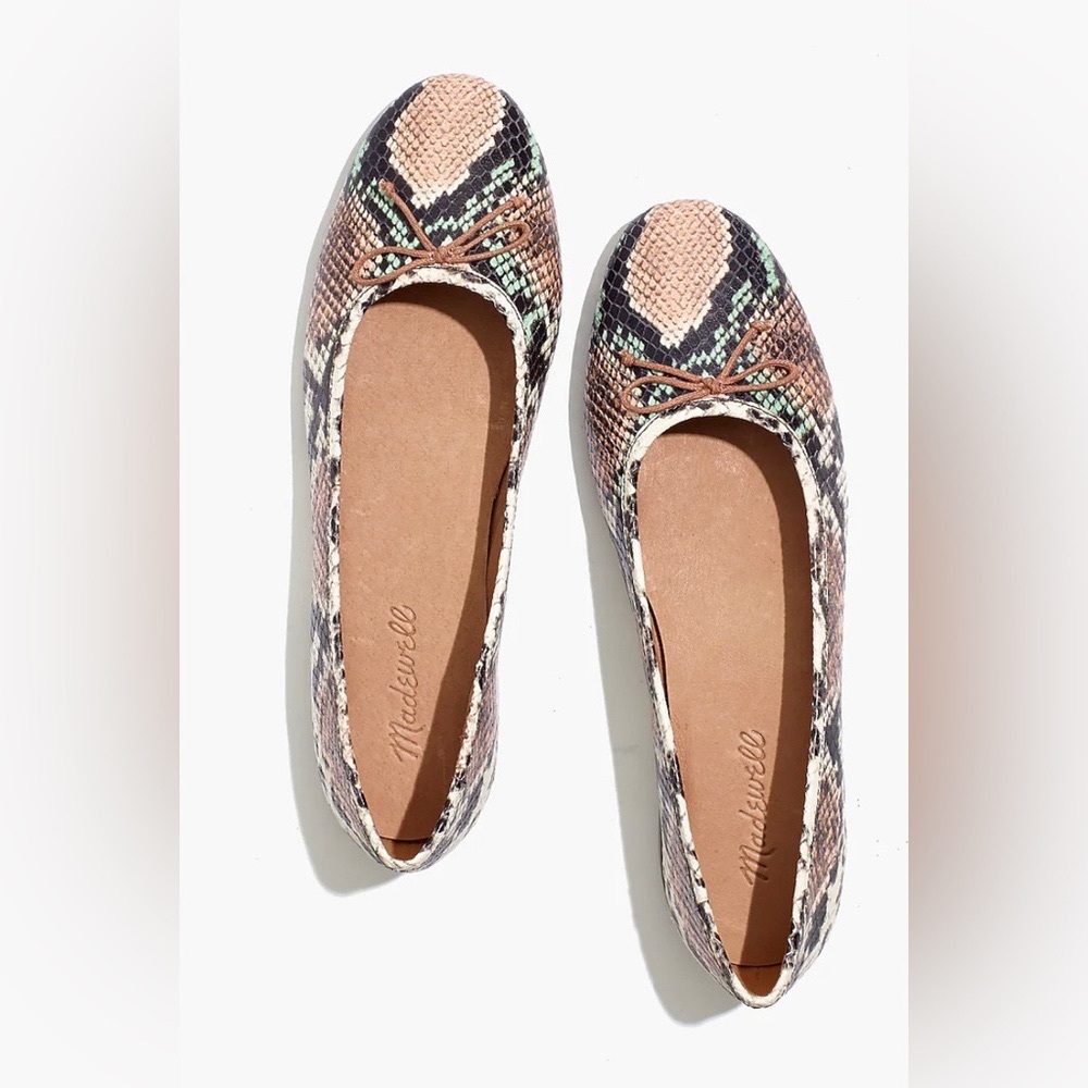 Madewell The Adelle Ballet Flat in Snake Embossed Leather ~ Size 7.5